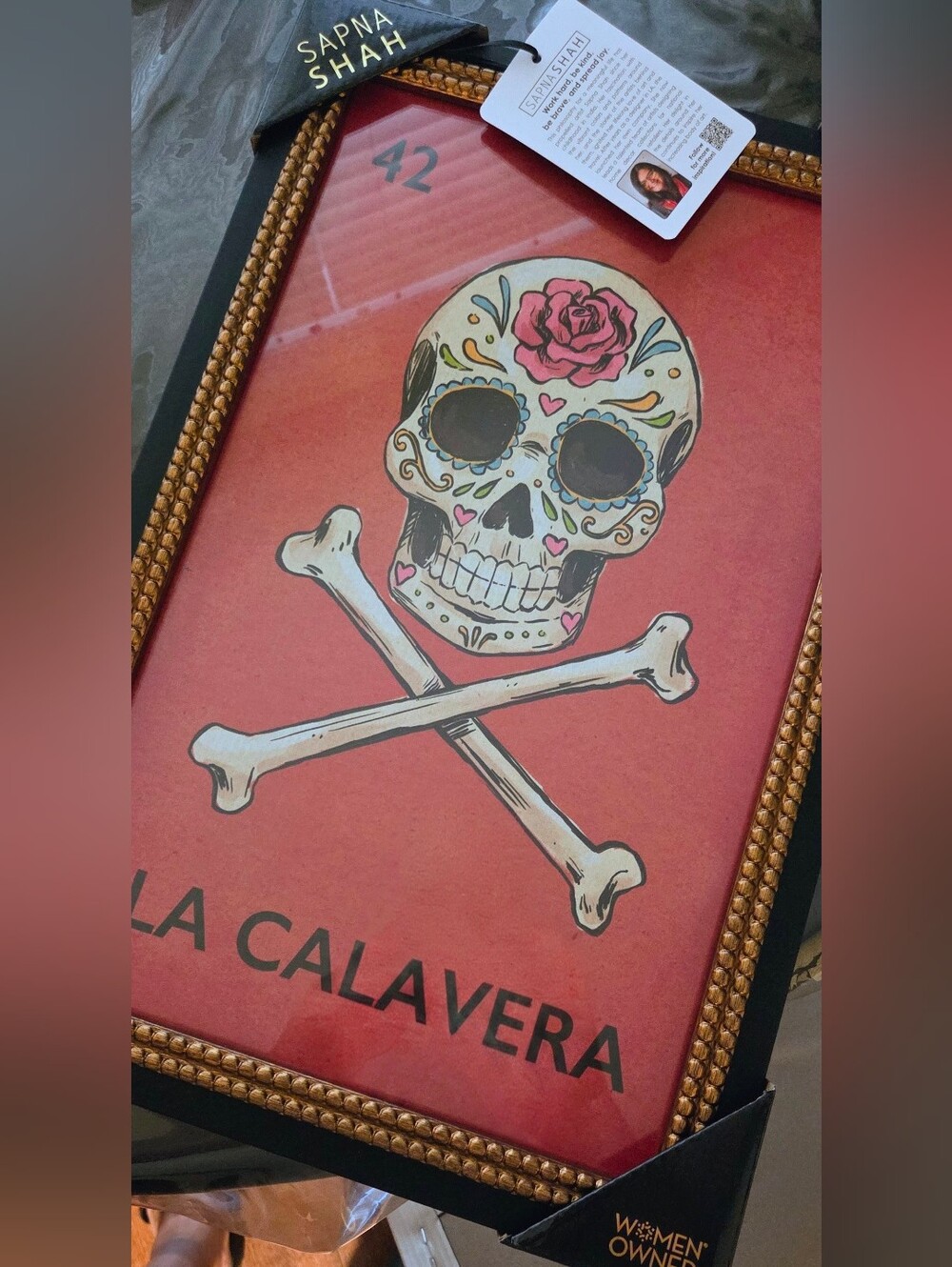 NWT Sapna Shah 'La Calavera' Loteria Decorative Wall Art